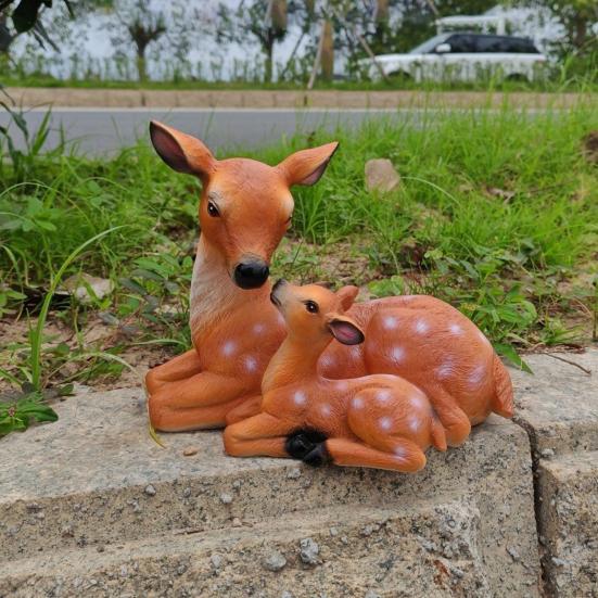 Garden Deer Statue Sika Deer Mother And Son Sculpture Weatherproof Outdoor Deer Statue for Lawn Backyard Patio Decor