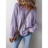 Women S Casual Loose Fit Long Sleeve Crew Neck Stitched Hoodie