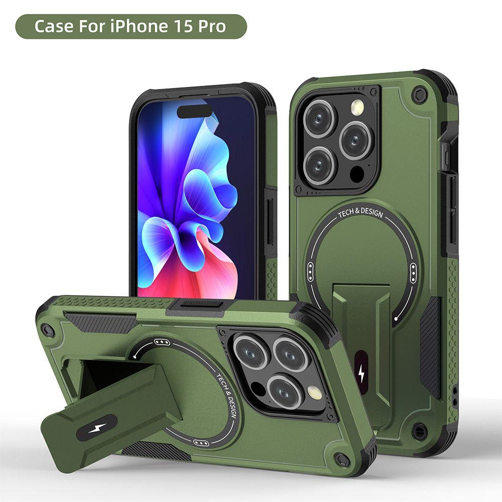 Чехол для телефона военного класса Armor для Apple iPhone16ProMax - чехол для телефона MagSafe со скрытым держателем, противоударный для iPhone16/15/14/13/12/11/Pro/ProMax/Plus