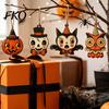Vintage Cartoon Halloween Set Wooden Hanging Decor, Ghost Black Cat Pumpkin Owl Ornament, Rustic Mummy And Ornaments Wall Decor Gift Tags for