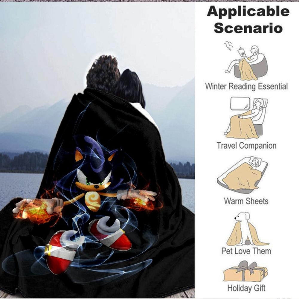 1Pc Shadow Hedgehog Flannel Blanket, Soft And Comfortable, Casual Warm, Camping Travel, Christmas, Halloween Xmas Gift L166