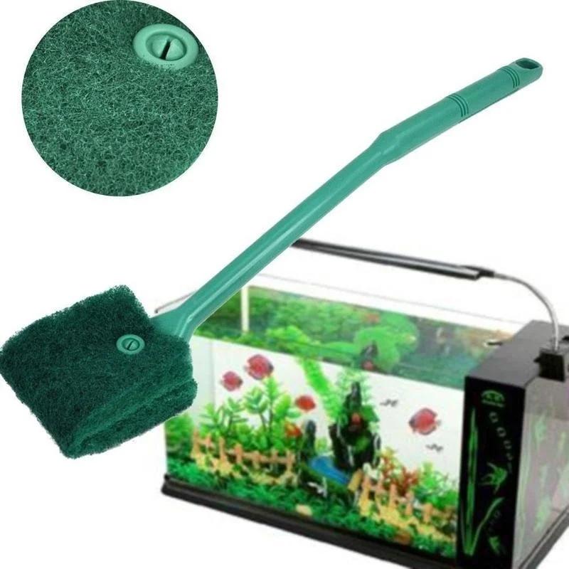 Аквариумная щетка 40 см с длинной ручкой и двойным лезвием, удобная щетка для очистки от водорослей, аксессуары для аквариума случайных цветов.