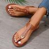 Fashion Thong Sandals for Women 2025 Summer Simple Fashionable Flats Outdoor Beach Shoes Casual Ladies Rome Sandals