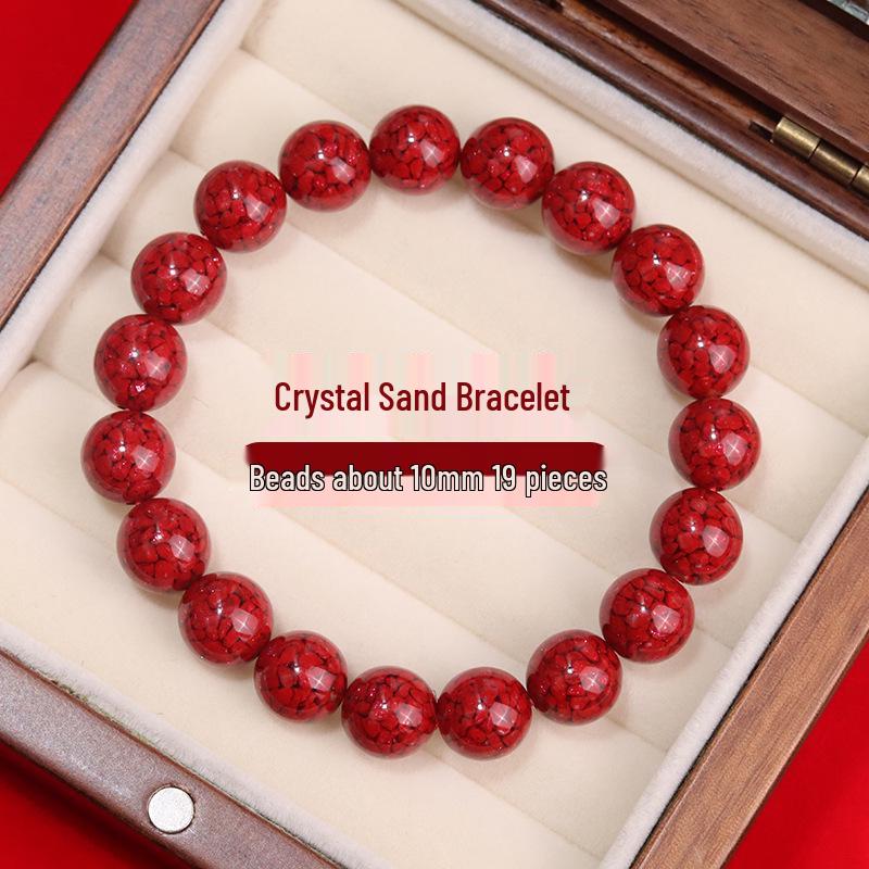 Lingxi Cinnabar Crystal Sand Bracelet with Raw Stone