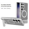 Кросс-платформенный чехол-книжка для Samsung S24/S25 Ultra с магнитной металлической подставкой и сотовой структурой для теплоотвода