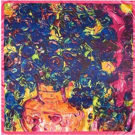 New Oil Painting Floral Print Women Silk Scarf Large Square Scarves Female Bandana Fashion Ladies Hijab Kerchief Scarves