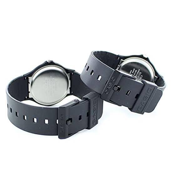 Casio Стандартная пара часов MQ-24-1B2 x2 Легкие Водонепроницаемые Ретро Простые Аналоговые Черные Наручные Часы для Мужчин и Женщин