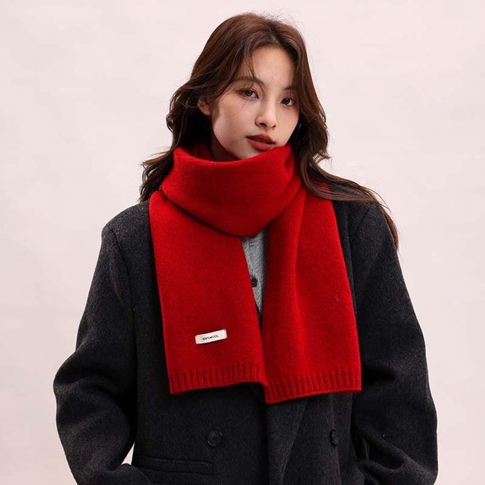 Solid Color Knitting Wool Scarf Cold-proof Winter Warmer Scarf Long Thickened Neckscarf Autumn