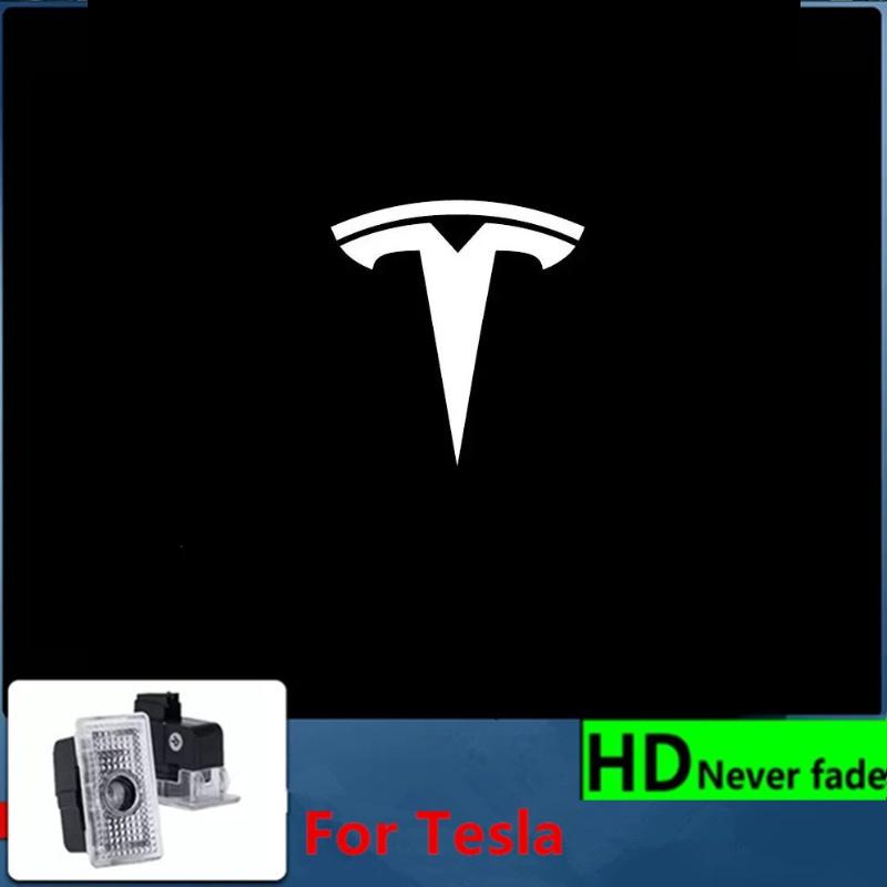bjzqr4 2PCS Car Door HD LED Lamp Projector Courtesy Welcome Light For Tesla Model 3 S X highland Model Y 2025