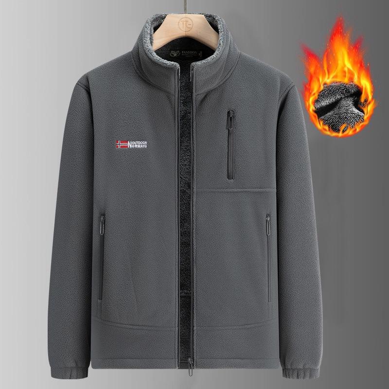 Мужская двусторонняя куртка из полярного флиса и велюра: Теплый, Повседневный, Свободный крой для Осени и Зимы