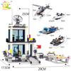 HUIQIBAO City Police Station Building Blocks Prison Truck Helicopter Boat with Policemen Construction Bricks Toys for Children