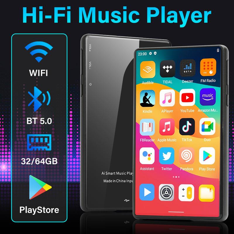 Мини WiFi MP4-плеер Android 11 5.0" IPS сенсорный экран 1080P видео Bluetooth MP3-плеер Поддержка Spotify/Pandora/Tidal/Deezer
