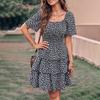 Women's Dress Short Sleeve Dress Square Neck Dress Printed Dress Short Beach Dress