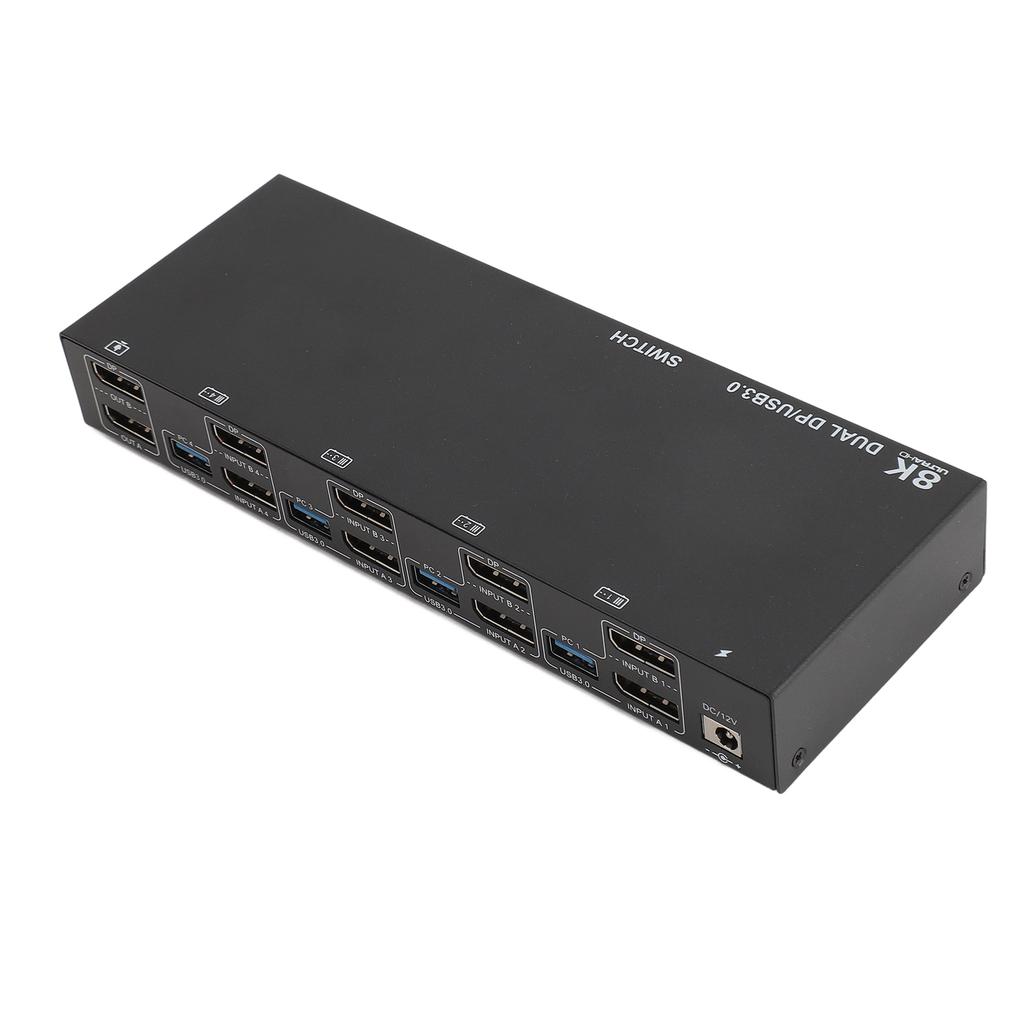 Dual DP KVM Switch 8K30Hz 4K144Hz EDID Emulator Supports Copy and Extended Display 4 In 2 Out