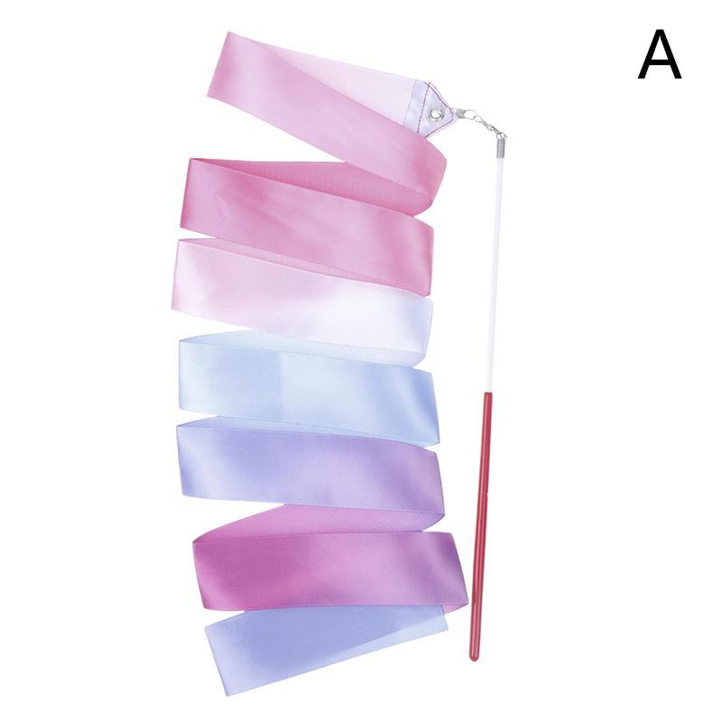 2M Dance Ribbons Rhythmic Girl Art Gymnastics Ballet Streamer Twirling Rod Rainbow Stick Sports Training Ribbon Dancer Wands
