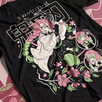 Футболка Мицури Канроджи Истребитель демонов Kimetsu No Yaiba Незуко Летняя Новинка Мужская и Женская Уличная Одежда