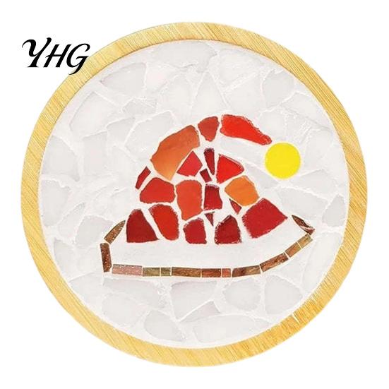 Acrylic Mosaic Tile Art Supplies Christmas Coaster DIY Kit, Festive Santa Wreath Creative Table Decorations Snowman Pattern, Craft Kit for Adults,
