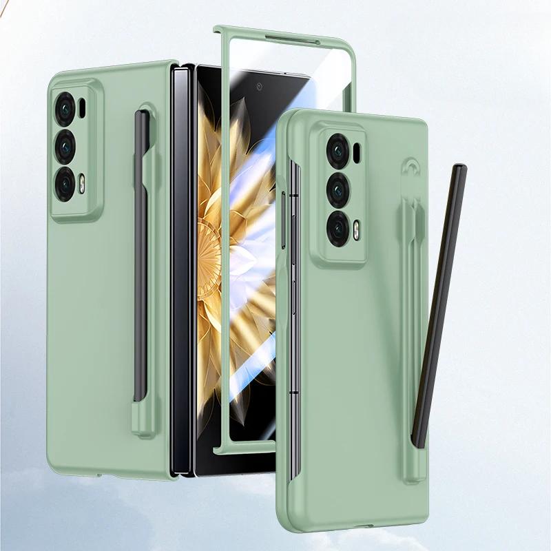 Роскошный защитный чехол для Honor Magic V2, матовый, с прозрачным экраном и однотонной задней крышкой из ударопрочного жесткого пластика