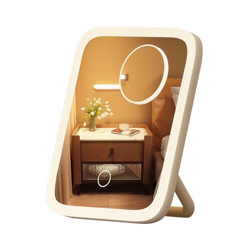 Умное портативное светодиодное зеркало для макияжа с круговым заполняющим светом 360° и плоским дизайном для стола