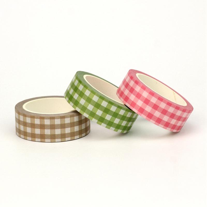 NEW 1PC 10M Decor Candy Color Plaid Washi Tape Set for Scrapbooking Stickers Adhesive Masking Tape Cute Journaling Stationery