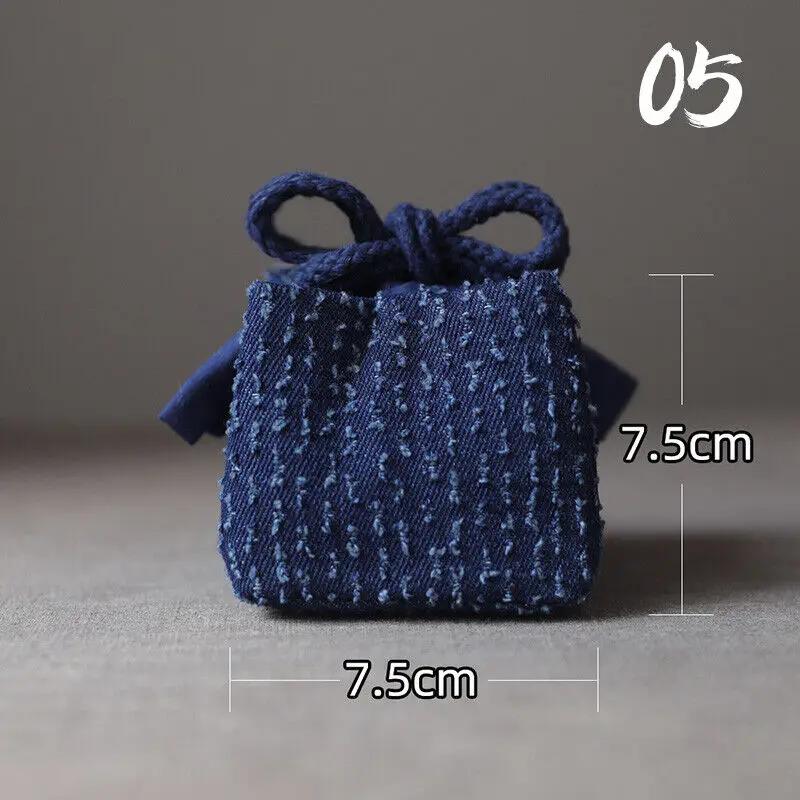 Teacup Bag Portable Travel Tea Set Storage Bag Tea Pots Four Or Six Cups Large Cloth Bag Outdoor Organizer Denim Organizer