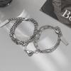 Titanium Steel Double Layer Couple Bracelet With Magnetic Hearts For Gift And Fashion