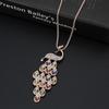 Hot Sale Special Trendy Unique New Colorful Crystal Peacock Pendants Necklaces for Women Long