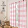 Розовые клетчатые шторы для окна для эстетики спальни, розовые и белые шторы с принтом гингемной клетки, затемняющие комнату, теплоизолированные, блэкаут