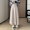 Knitted Skirt, Women's Winter Light Mature A-line Skirt, Medium Length Skirt, Slim Fit, Crotch Covering, High Waist Long Skirt