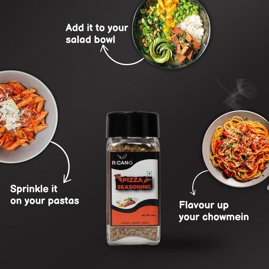 Рикано Чесночный порошок 45г, Смесь для пиццы 45г и Пери Пери 50г Комбо (3-Pack) | Набор специй | Идеально для гриля, приправ, готовки и топпингов