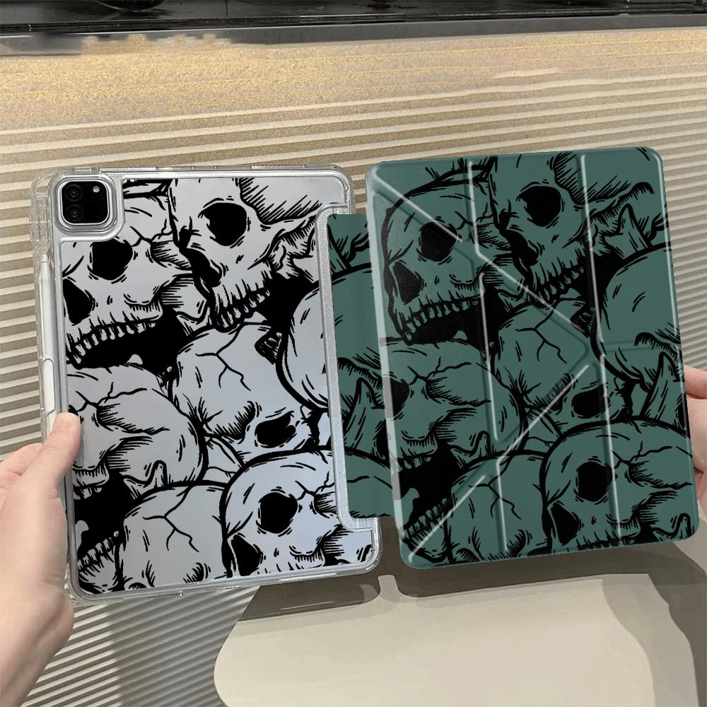 Креативная обложка-подставка Y-Fold с рисунком черепа для планшета iPad Mini 6 7 Air 4 5 M3 M2 1 2 M4 11 дюймов Pro 2025 Pro 11-го 10-го 9-го 8-го 7-го