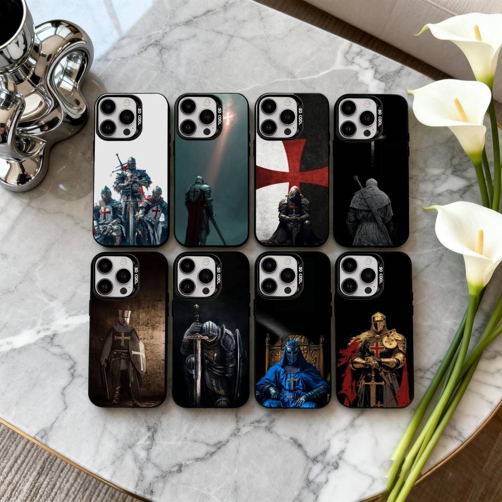 Чехол для телефона C-Crusaders-S T-Templar-R K-Knight для iPhone17,16,15,14,13,12,11 Plus,Pro Max Черный Конфетный серебристый чехол для телефона