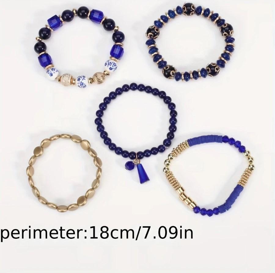 Beaded Bracelet Perfect for Casual Attire Gifting with Glass Pendants - Stretchy Elastic Cord Bohemian Boho-Chic Creative Multi-Layer Handmade