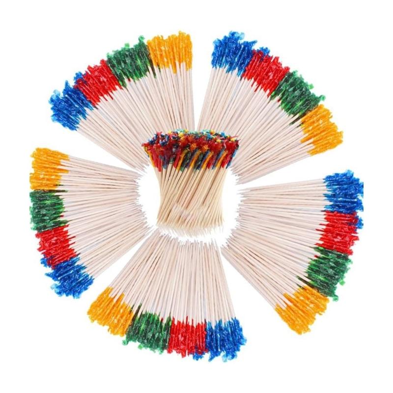 Pack of 400 Assorted Color Disposable Wooden Toothpicks Perfect for Cocktails Appetizers and Party Decorations