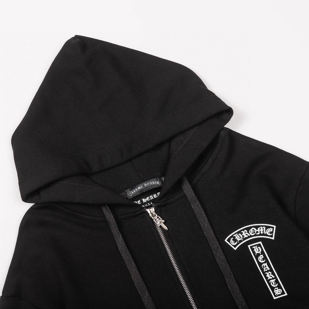 830 CHROME HEARTS Осень-Зима 2026 Новый Большой Размер Классический Стиль Логотип Молния Худи Толстовка, Подходит для Ношения Парами