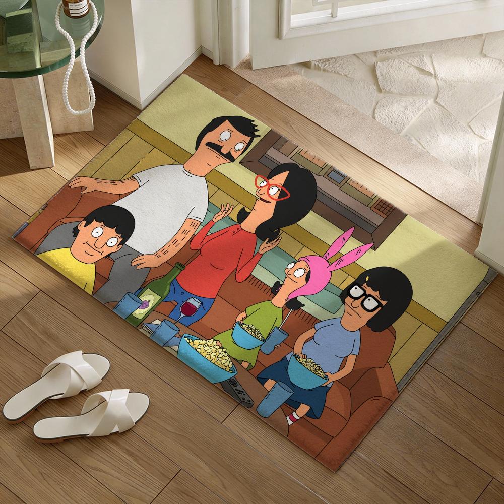 Cartoon Funny B-Bobs B-Burgers Floor Mat Soft Flannel Non-Slip Door Mat - Thickened Rug for Living Room Home Decor