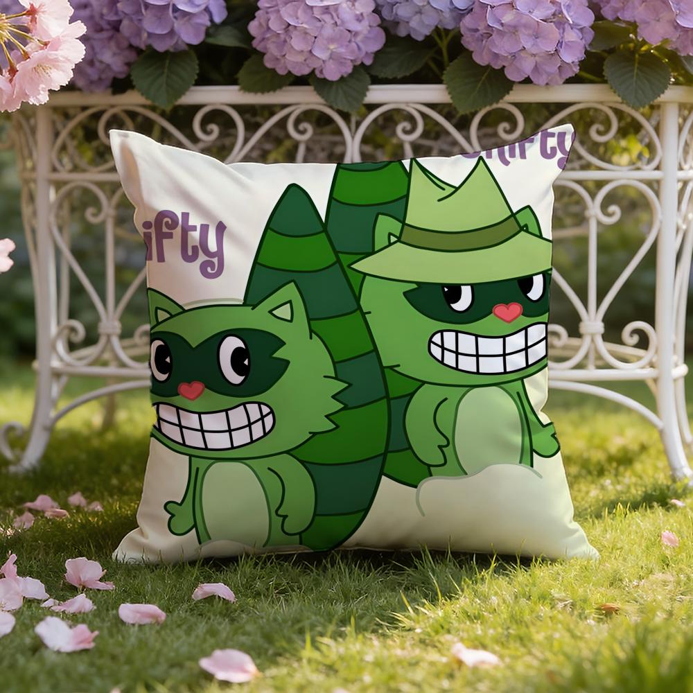 Аниме H-Happy Tree F-Friends Наволочка для подушки Домашняя и автомобильная Двухцелевая наволочка: Двусторонняя конструкция для максимального комфорта
