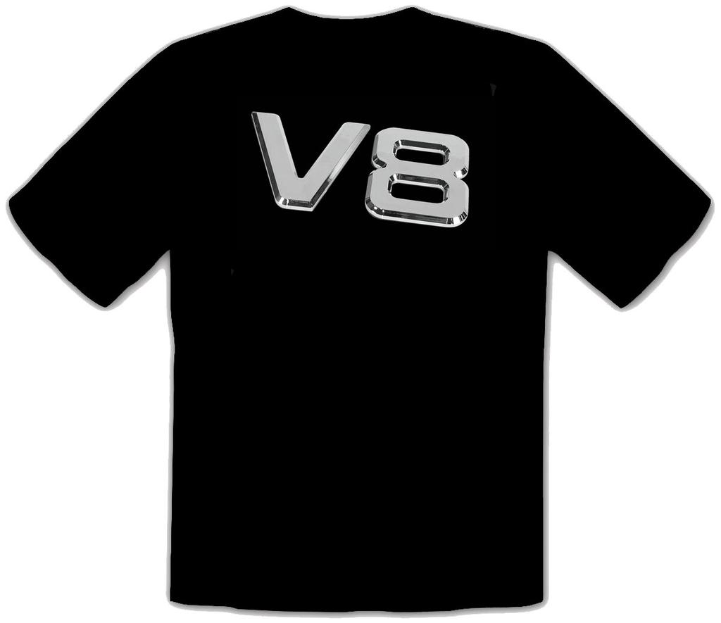 V8 Hot Rod Logo Car T-shirt Black T-shirt Before Fun 108