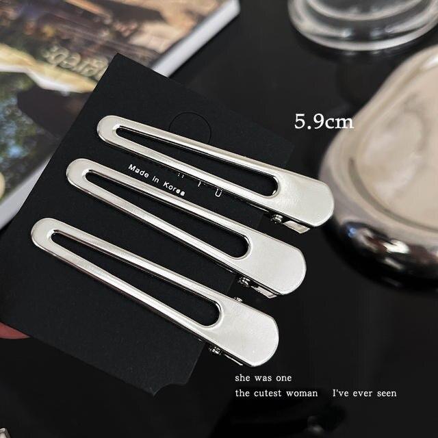 3 шт./компл., новая модная металлическая заколка для волос серебряного цвета BB, изысканная заколка нестандартной формы, заколка для волос, аксессуары для волос для девочек, головные уборы