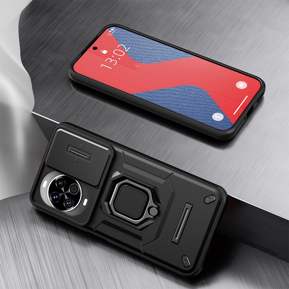 KEYSION Противоударный чехол для Huawei nova 14 14 Pro с выдвижной защитой камеры, металлической кольцевой подставкой, задняя крышка для телефона Huawei nova14Pro