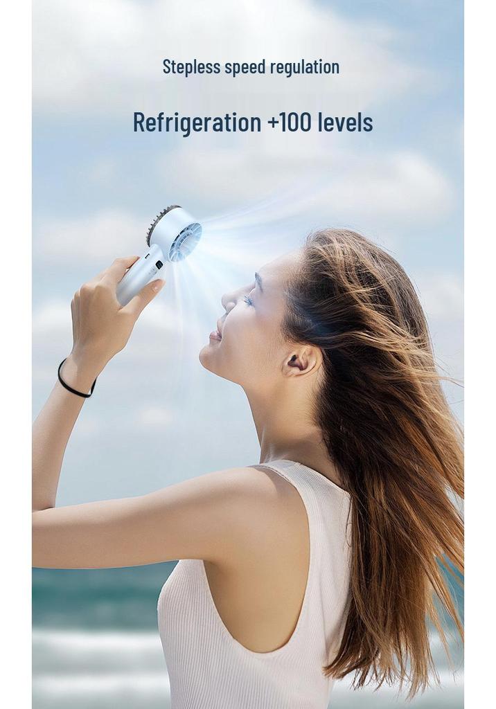 2025 High-Speed Handheld Cooling Fan: 100-Speed Mini USB Rechargeable Portable Outdoor Fan