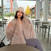 Fashionable Street Style Fox Fur Coat Loose Suit Collar Medium Long Imitation Fur Coat for Women Autumn-winter Fur Overcoat