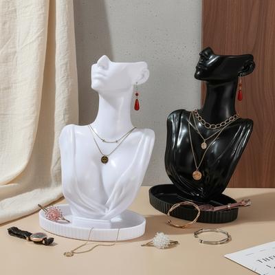 Портретное колье на шею, витрина для ювелирных украшений, серьги, пластиковый манекен, витрина для ювелирных украшений, подвеска, колье, модель для шеи