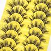 10 пар 3D многослойных натуральных завитых перекрестных накладных ресниц 8DA09# черного цвета с жестким стержнем для повседневного или сценического использования.