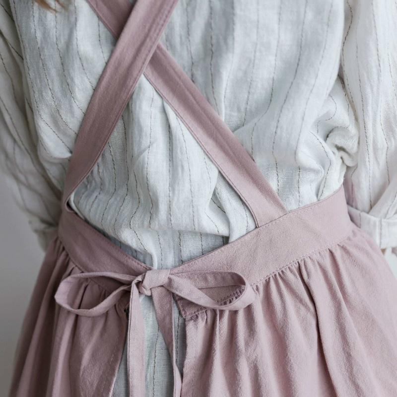 Хлопковый и льняной фартук без рукавов, кухонная ткань для приготовления пищи, милый сарафан для взрослых, противообрастающие фартуки Kitc