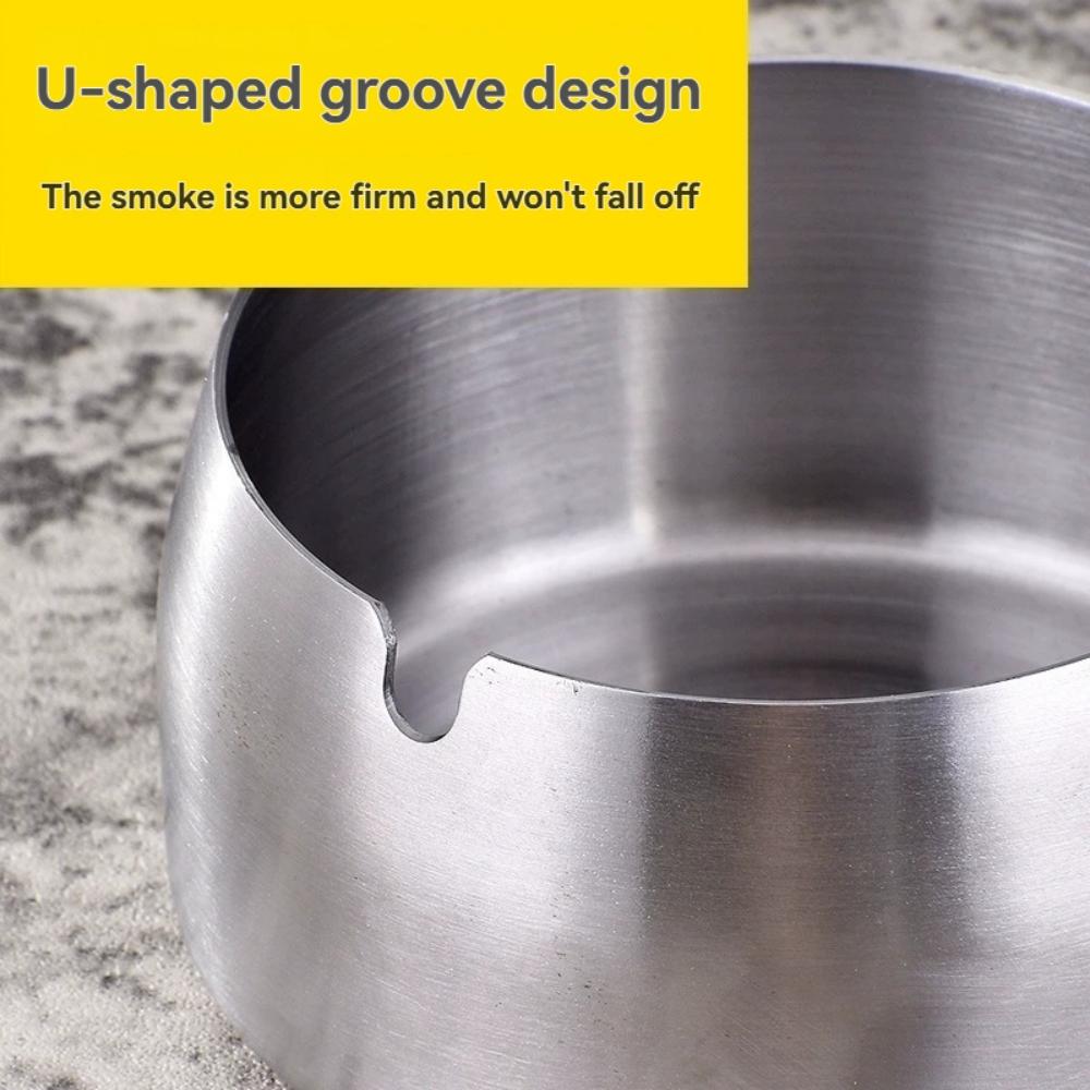 1pc Stainless steel ashtray, commercial hotel KTV, creative ashtray, windproof and anti fall metal thick ashtray