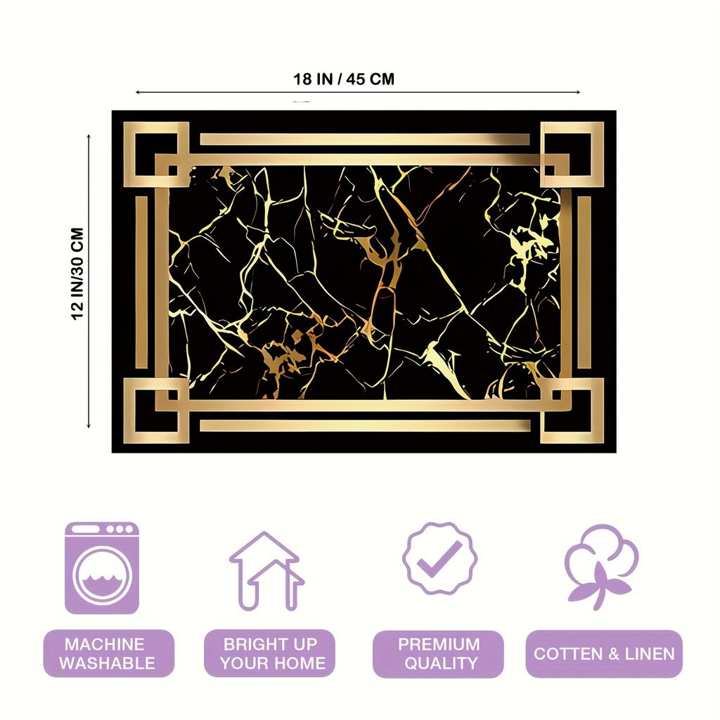 4 шт. Черные золотистые узорчатые подставки под посуду - Подставки под тарелки, подставки под чашки, салфетки для кухонных обеденных столов, Декор для вечеринки