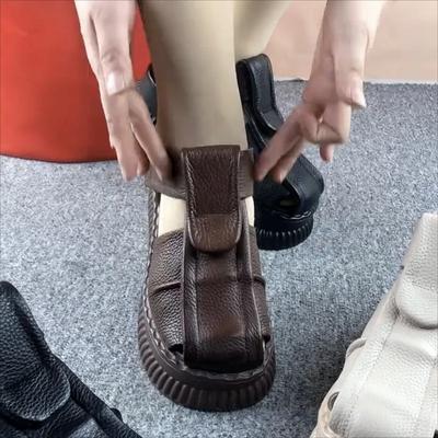 Мода 2025 Женская обувь Ремешок с пряжкой Женские сандалии Модные сандалии на закрытом каблуке Повседневные сандалии Женские Новинка Лучший продавец Однотонные сандалии с закрытым носком