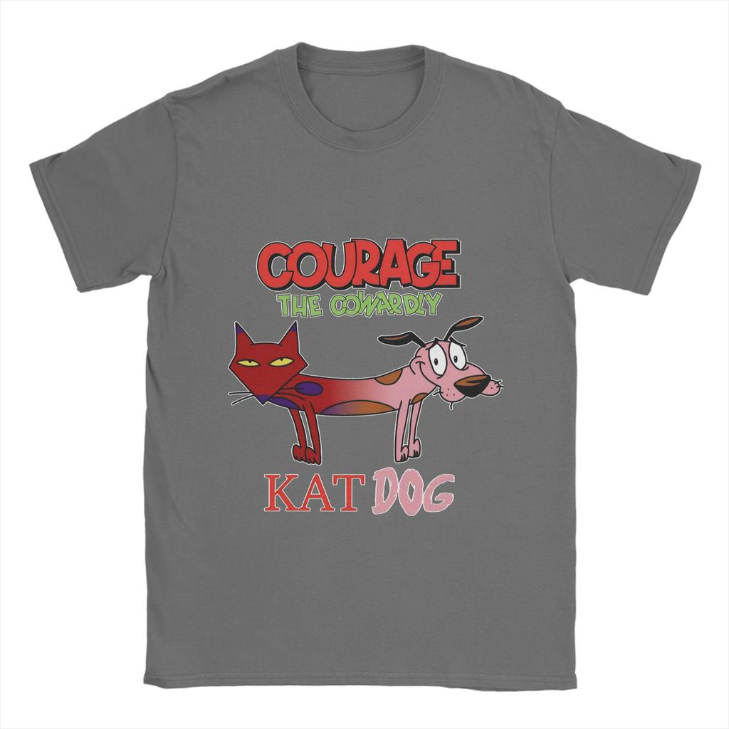 Футболки с собакой 'Courage Dog' для мужчин, из чистого хлопка, классные футболки, с круглым вырезом, короткий рукав, одежда с принтом