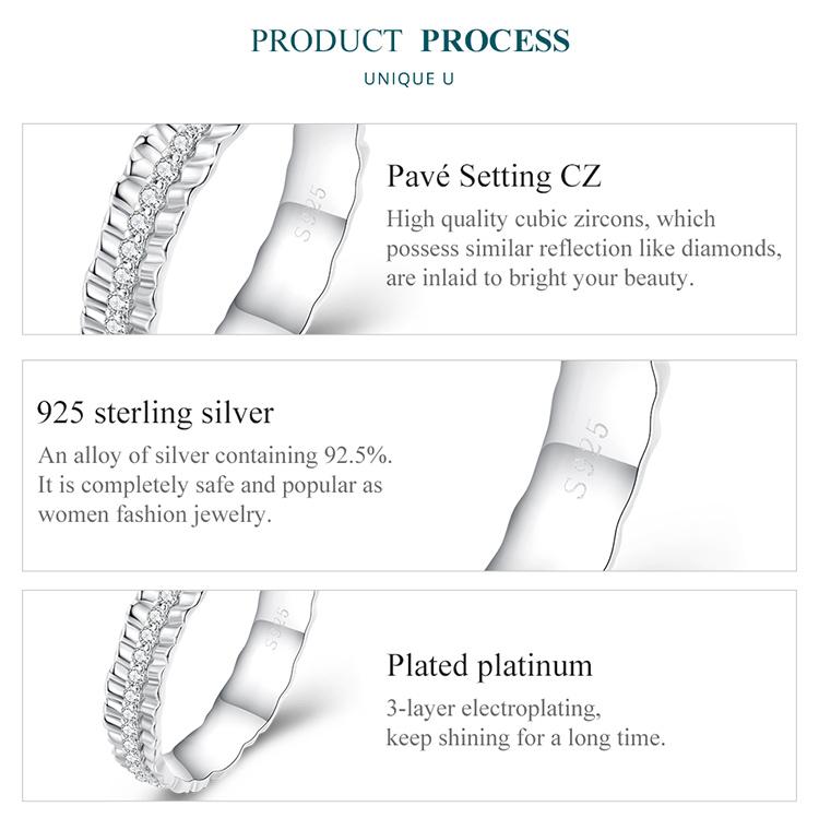 BAMOER стерлингового серебра 925 пробы с кружевной кромкой и цирконием, кольцо на палец для женщин, подарок на годовщину, ювелирные изделия, размер 6-8